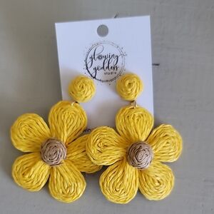 Flowing Goddess Yellow Flower Earrings